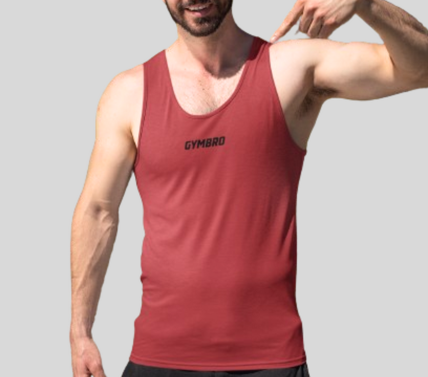 Essential Body Fit Tank - Red - Athletic Heather