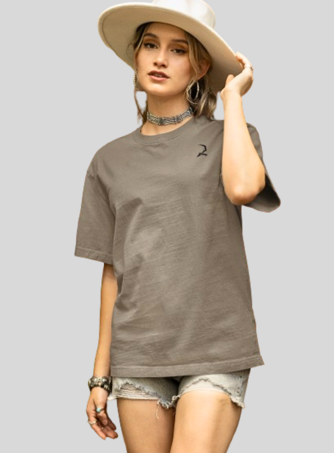 Oversized Ruched T-shirt - Heathered Gray