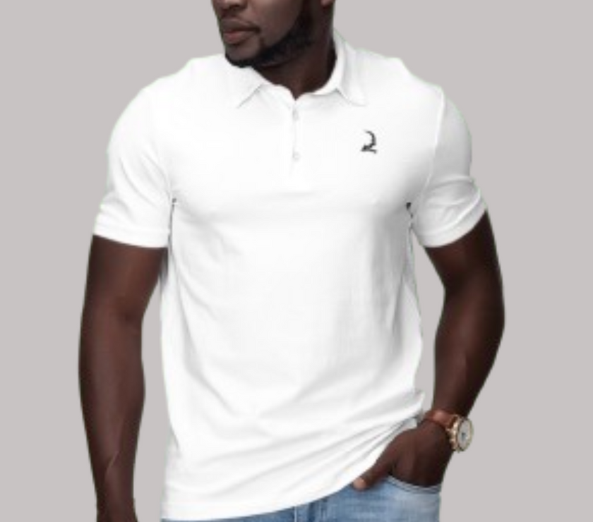 Pique Polo Shirt - Sport Grey - White