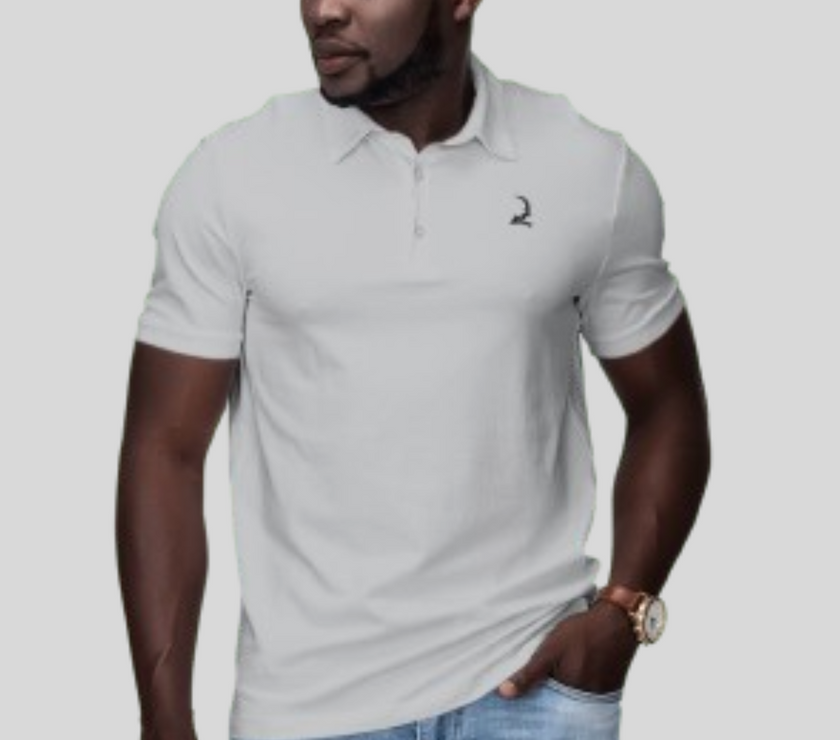 Pique Polo Shirt - Sport Grey - White