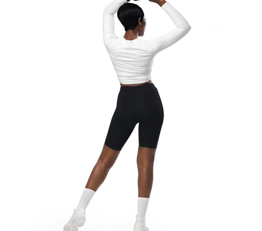 Adapt Marl Seamless Long Sleeve Crop Top - White