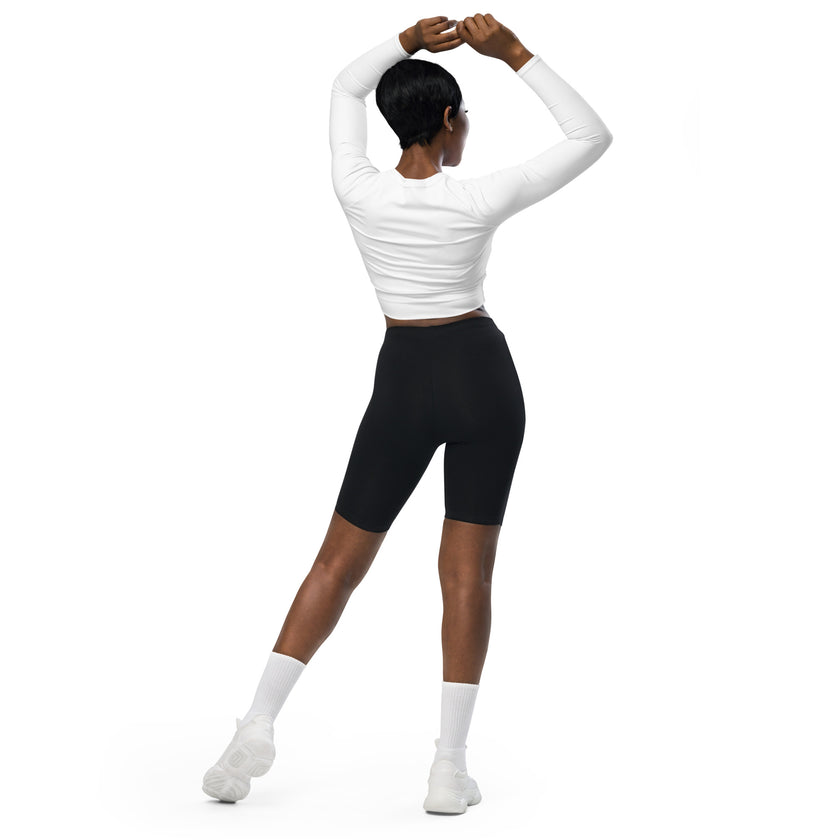 Adapt Marl Seamless Long Sleeve Crop Top - White