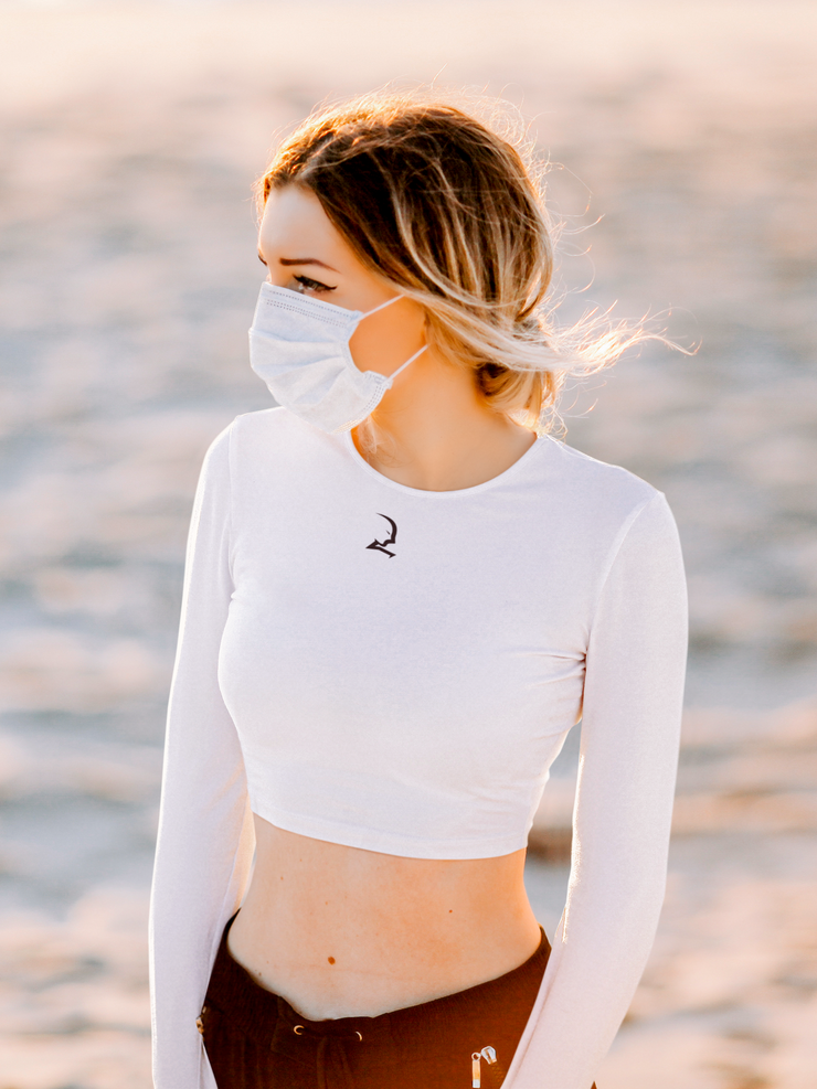 Recycled Long-Sleeve Crop Top - White