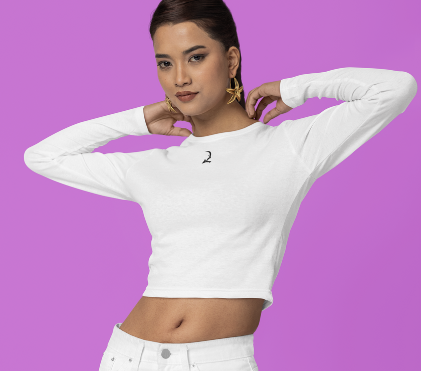 Adapt Marl Seamless Long Sleeve Crop Top - White