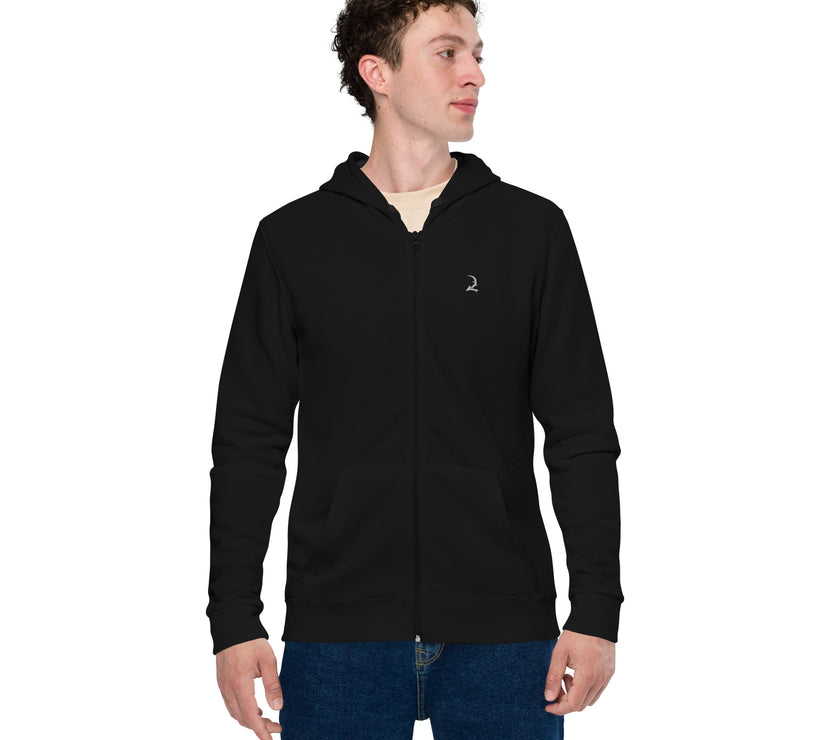 Crest Zip Up Hoodie - Black